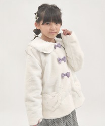 kids連リボン襟付きファーコート(生成り-120cm)