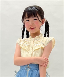 kidsリボン付コットンドビーブラウス(生成り-120cm)