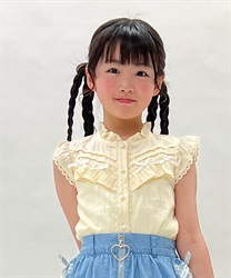 kidsリボン付コットンドビーブラウス