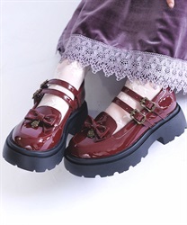 Ｗストラップリボンローファー【予約】(ワイン-S)