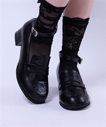 ローズカットワークローファー(黒-S)