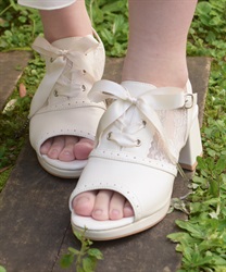 レースアップチュールサンダル(生成り-S)