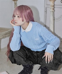 ＦＢレイヤードケーブルニット(ブルーグレー-0)