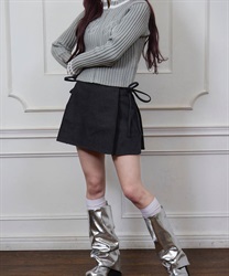 デニムリボンプリーツスカート【2点10%OFF対象商品】(黒-0)