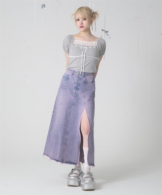 リペッドブリーチデニムスカート