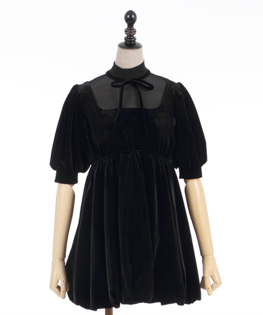 ベロアパフワンピース | outlet | axes femme online shop ベロアパフワンピース | outlet | axes femme online shop