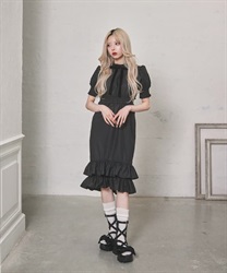 ボウタイフリルワンピース【10%OFF対象商品】 | FICKLE BEBE ボウタイフリルワンピース【10%OFF対象商品】 | FICKLE BEBE