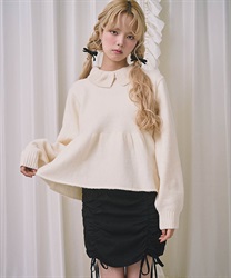 カラードペプラムニット(白-F)