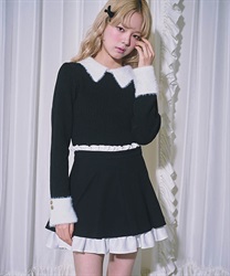 シャギーカラーリブニット(黒-F)