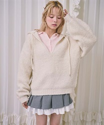 オーバーニットフーディ(白-F)