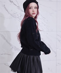 リボンニットカーディガン(黒-F)