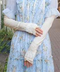 リボン×レースＵＶロング手袋(生成り-F)