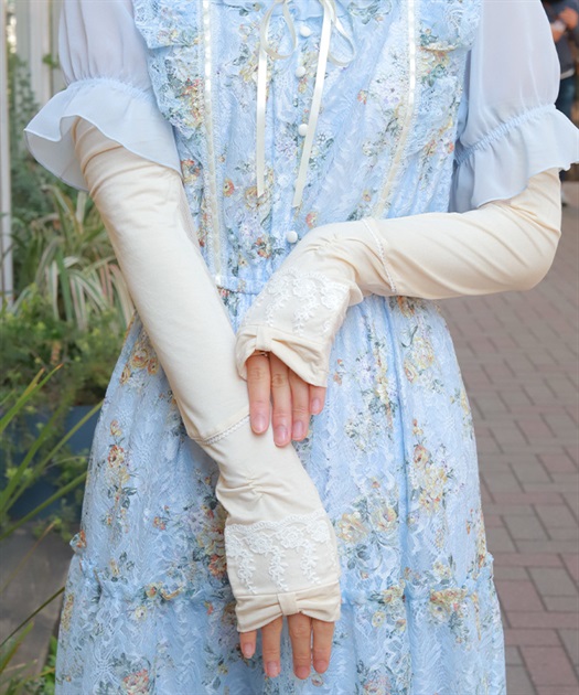 リボン×レースＵＶロング手袋