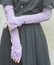 接触冷感ローズＵＶロング手袋(パープル-F)