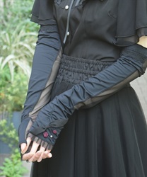 接触冷感ローズＵＶロング手袋(黒-F)