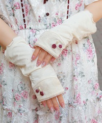 バラ×レースＵＶショート手袋(生成り-F)