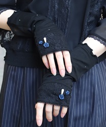 バラ×レースＵＶショート手袋(黒-F)