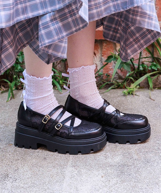 ダブルクロスレースシューズ(黒-S)