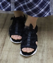リボン使いスニーカーサンダル(黒-S)