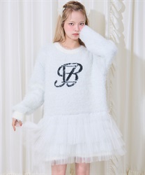 ロゴチュールニットワンピース【期間限定価格】(白-F)