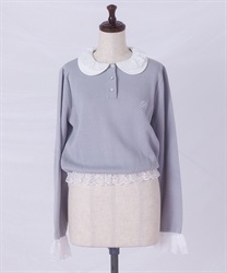 ジャガードレースニット(グレー-F)