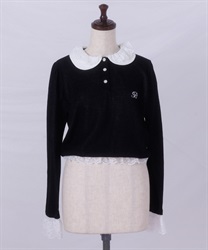 ジャガードレースニット(黒-F)