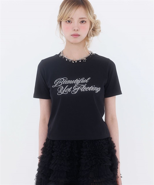 ビジューロゴミニTee(黒-F)