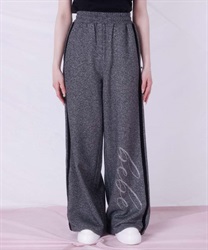 ビジューロゴラメパンツ(黒-F)