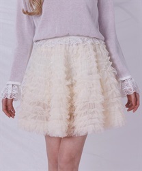 ボリュームフリルショートスカート(白-F)