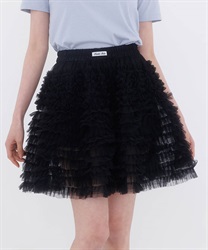 ボリュームフリルショートスカート(黒-F)