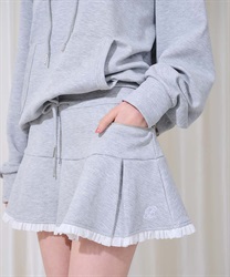 フリルプリーツスウェットスカート(グレー-F)