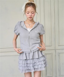 リブレイヤードチュールスカート【予約】(グレー-F)