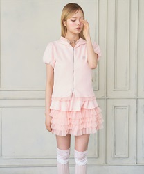 リブレイヤードチュールスカート【予約】(ピンク-F)