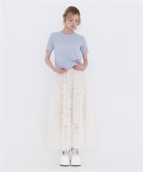 ボリュームフリルロングスカート(白-F)