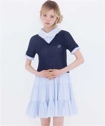 ジャガードレイヤードワンピ(紺-F)