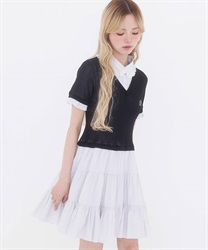 ジャガードレイヤードワンピ(黒-F)