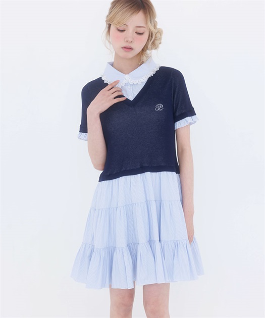 ジャガードレイヤードワンピ