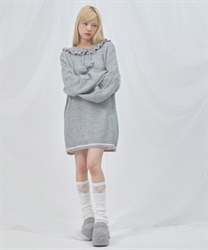 フリルカラーセーラーニット(グレー-F)