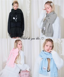 BABY リボンマフラー　キナリ　ロリィタ リボンモチーフ ニットマフラー(F ピンク): キッズ - ナルミヤ