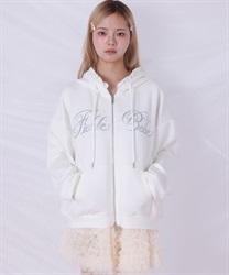 サテンフリルジップフーディー(白-F)