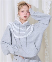 フリルスウェットパーカー(グレー-F)