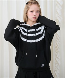 フリルスウェットパーカー(黒-F)