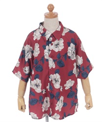 キッズ薔薇柄アロハシャツ(ワイン-110cm)