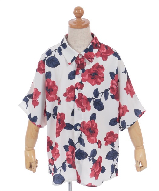 キッズ薔薇柄アロハシャツ