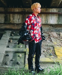 薔薇柄アロハシャツ(ワイン-M)