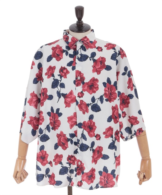 薔薇柄アロハシャツ