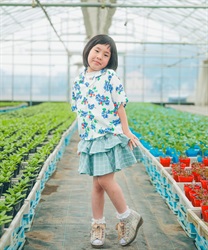 キッズブルーベリー柄シャツ(白-110cm)