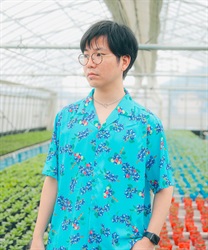 ブルーベリー柄アロハシャツ(ブルー-M)