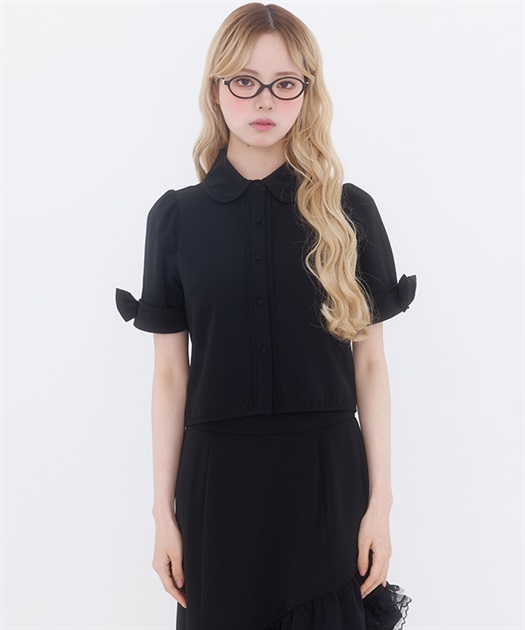 バイカラーパイピングトップス(黒-0)