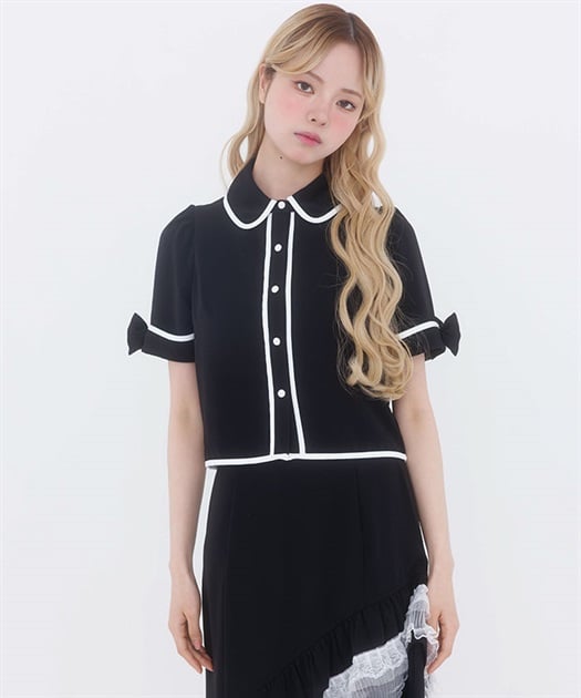 バイカラーパイピングトップス